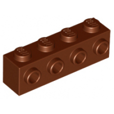 LEGO kocka 1x4 oldalán négy bütyökkel, vörösesbarna (30414)